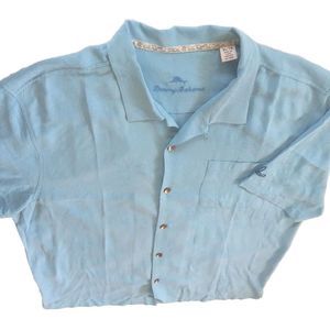 Tommy Bahama Men XL Short Sleeve Classic Fit Embroider Emblem Floral Shirt  Silk